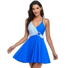 Женский купальник, комплект из 2 предметов, Топ-танкини с V-образным вырезом и узлом на талии X3UA