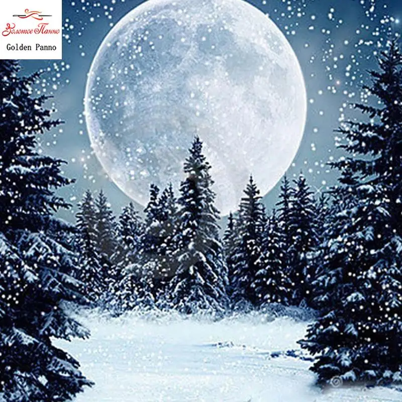 Diamond Embroidery Snow Scene Winter Full of Square Diamonds Rhinestone Mosaic Decorative Painting with Diamonds