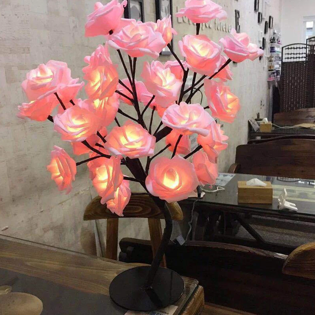 

Rose flower Night Light Events Parties Rose Tree Lamp LED Garland Lights for Home Decoration table lamp