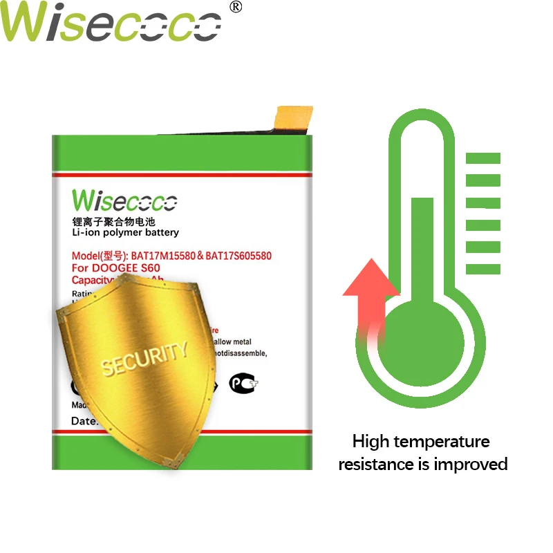 Батарея WISECOCO 7100 мАч BAT17M15580 BAT173605580 для телефона Doogee S60 Высококачественная батарея +