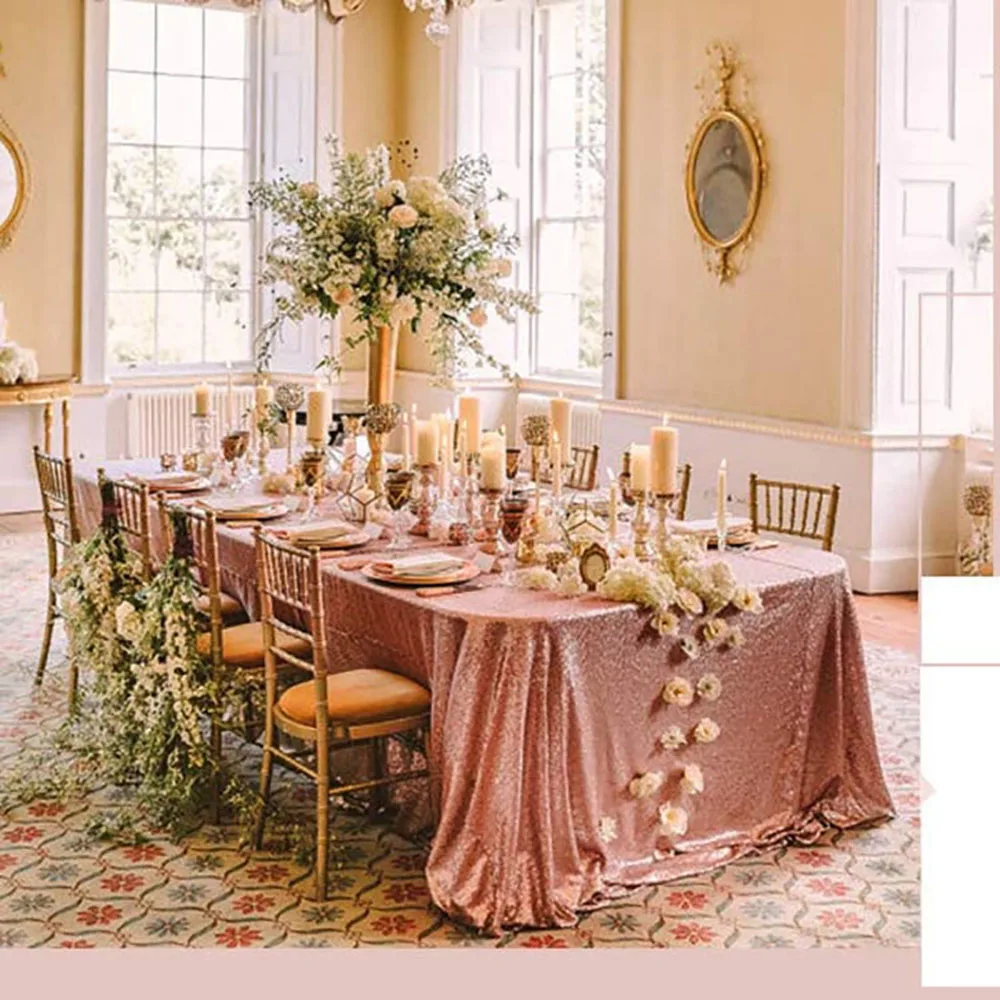 Прямоугольная скатерть с золотыми/розовыми/серебристыми/розовыми/ярко-синими