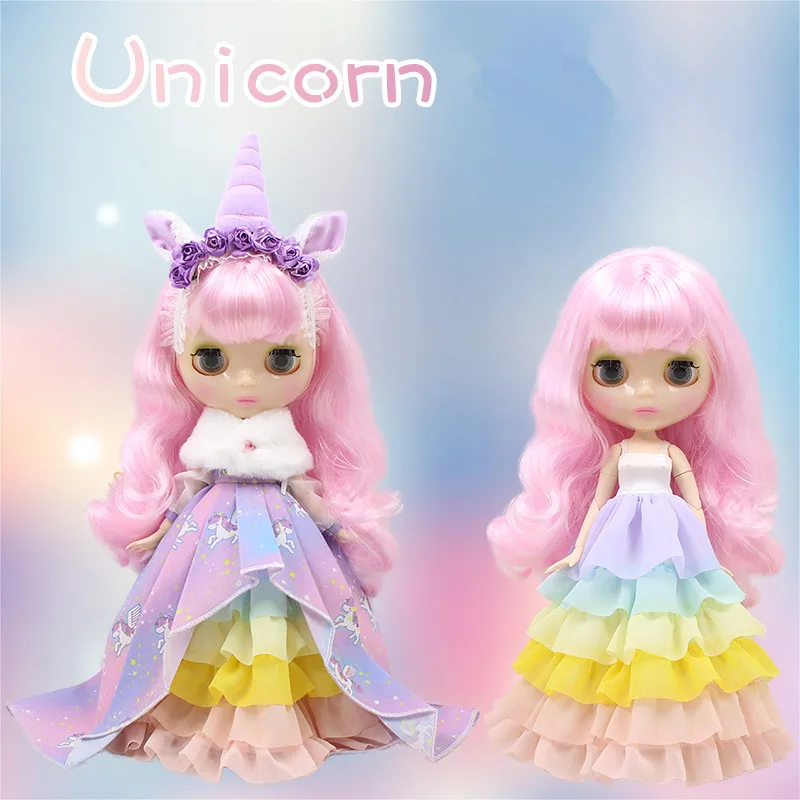 

New Free Shipping Doll Clothes for Blyth Doll Unicorn Maiden Dress Up Retail Fit for Make Up Doll Accessories Christmas Outfit