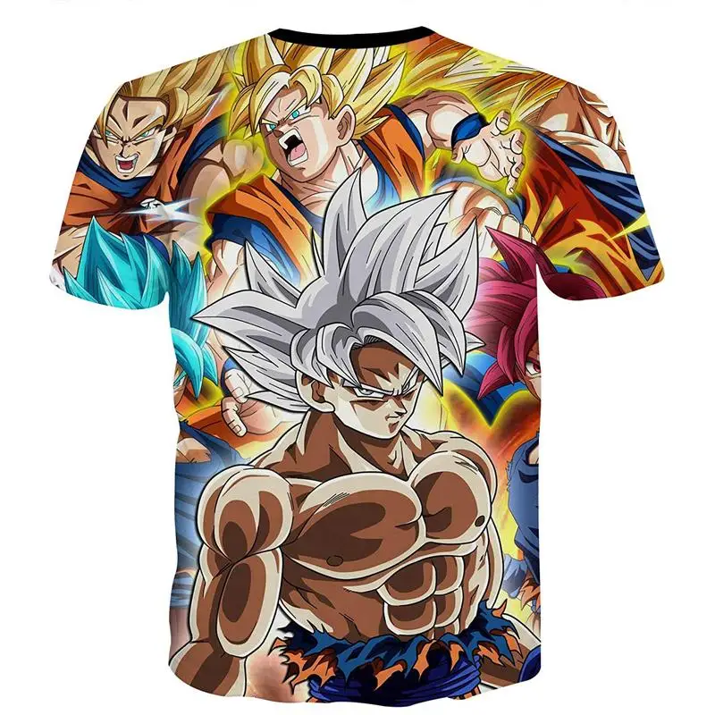 Мужская футболка с 3D принтом Dragon Ball Z Ultra Instinct God Son Goku Super Saiyan Повседневная круглым