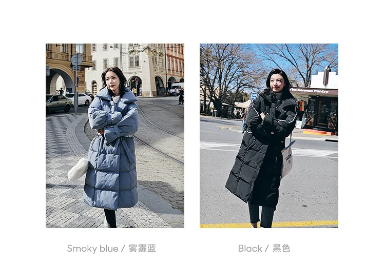Hong Kong Style Thick Long Lace-up Cotton Coat Women's Winter Style Students Cotton-padded Jacket down Feather Cotton-padde