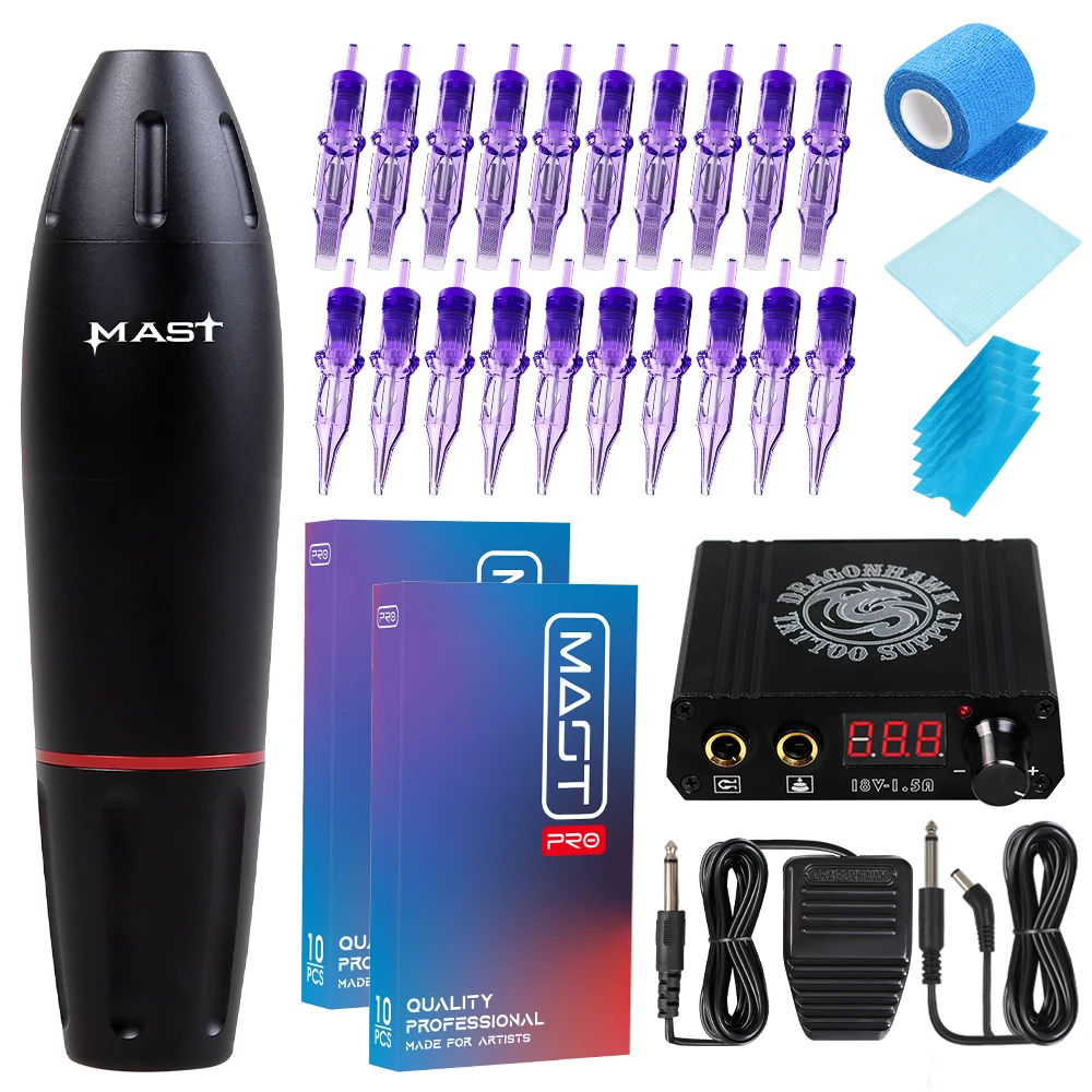 ЖК дисплей Питание макияж тату Вращающаяся ручка комплект машина с педалью Pro