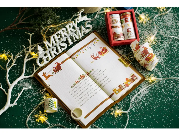 10pcs/set Happy Christmas cute Release paper tape set Lovely New Year style decorative tape bullet journal sticker kawaii