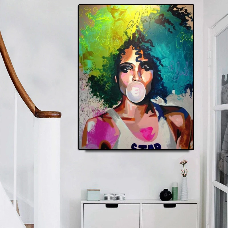 Красочные Африканская женщина граффити художественные плакаты и принты на