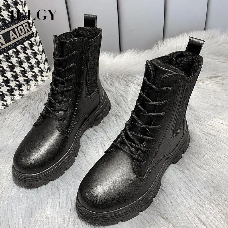 

IELGY thick-soled Martin boots Korean fashion lace-up Roman women's