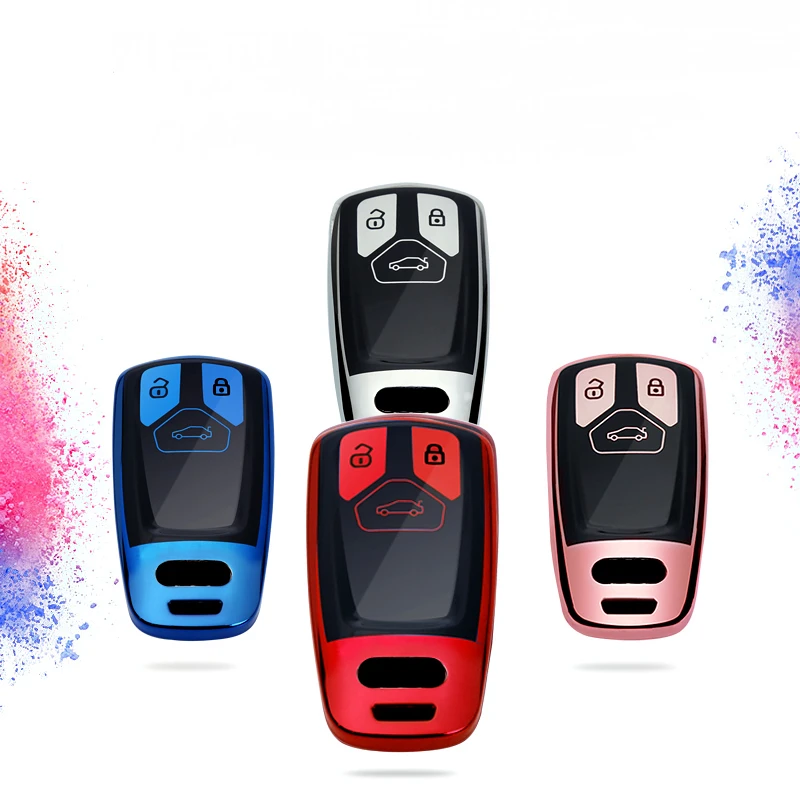 

For Audi A4 B9 Q5 Q7 TT TTS 8S 2016 2017 Car Style Full Cover Auto Key Shell Accessories New Soft TPU Smart Car Key protect Case