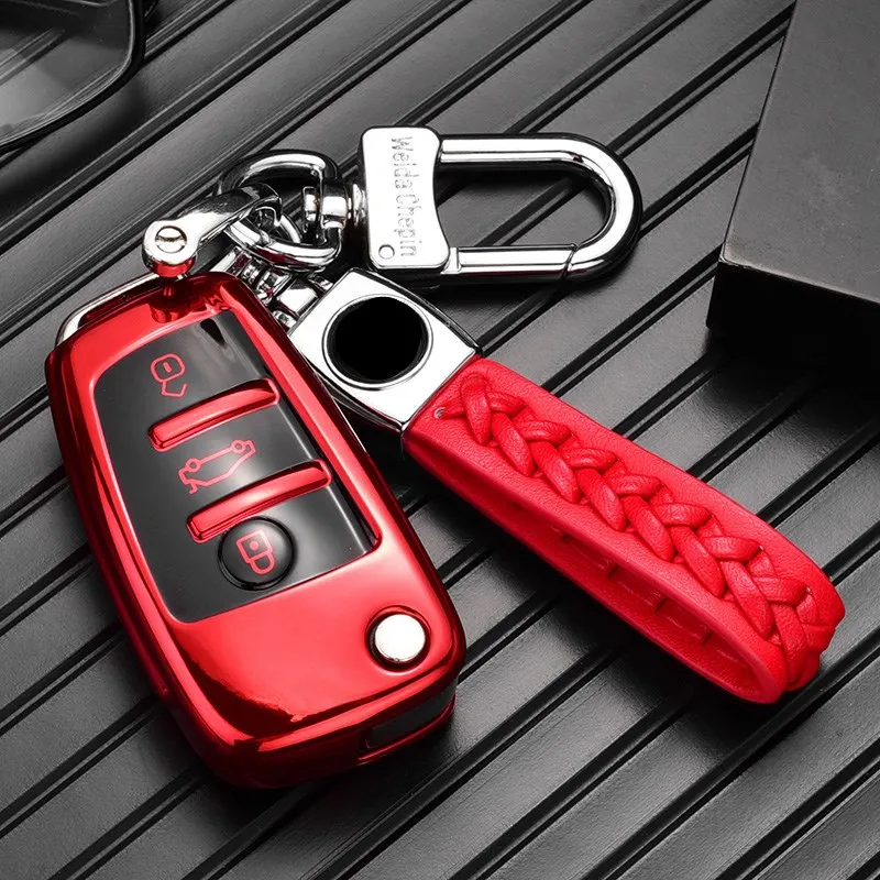 

TPU Soft Rubber Car Key Case Cover Key Chain Key Bag Shell Protector for Audi A3 Q3 Q2L A1 S3 Q7 Old A6L Car Accessories