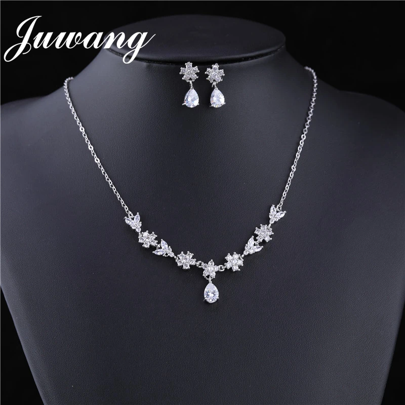JS18120099 JUWANG, кубический цирконий, свадебные ювелирные наборы, цветок, свадебное ожерелье, роскошный Bisuteria Acero inoxiable Joyeria Mujer, ожерелье, набор - Окраска металла: JS18120099