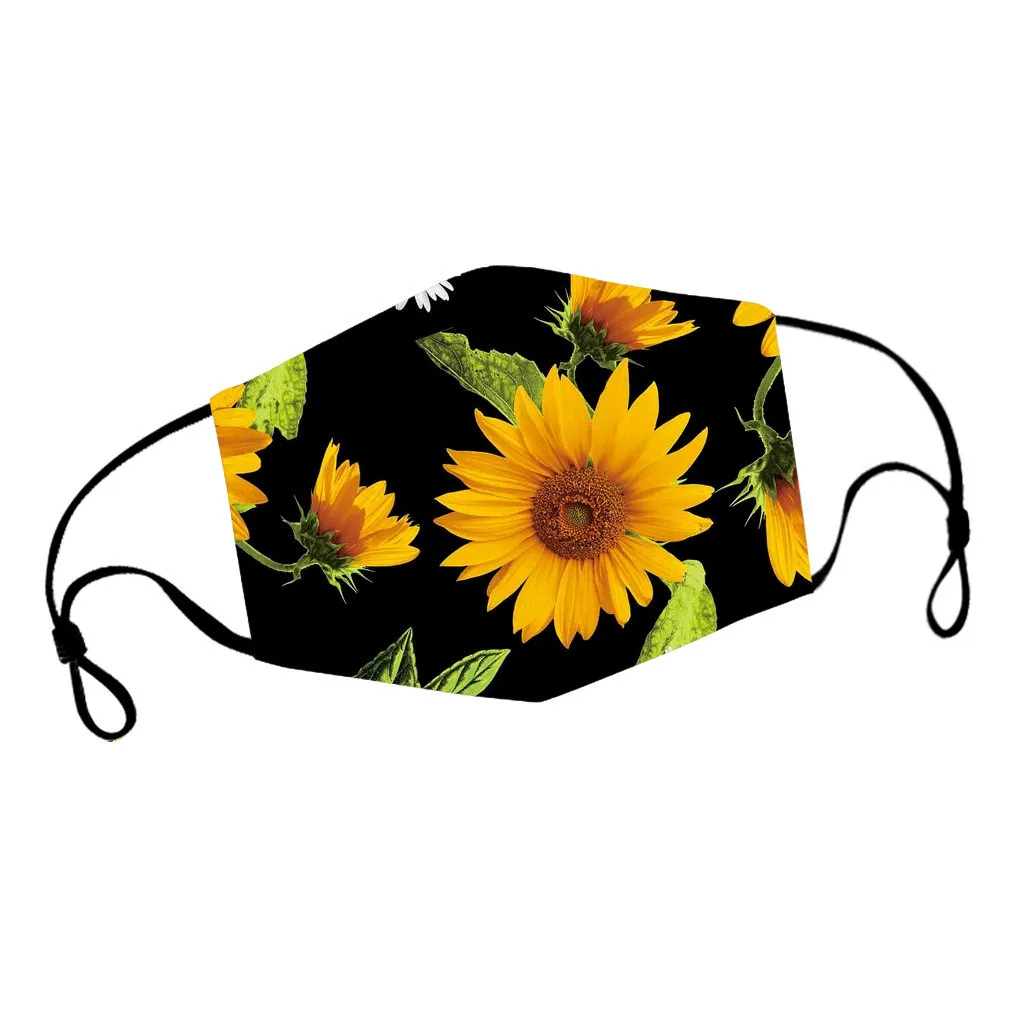 Взрослая пара Вечерние Маски Подсолнух Цветы Печать Маска на открытом воздухе