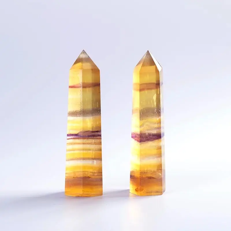 

MOKAGY 1pc 10CM-12CM Natural Yellow Fluorite Quartz Point Crystal Stone Wand for Reiki Meditation