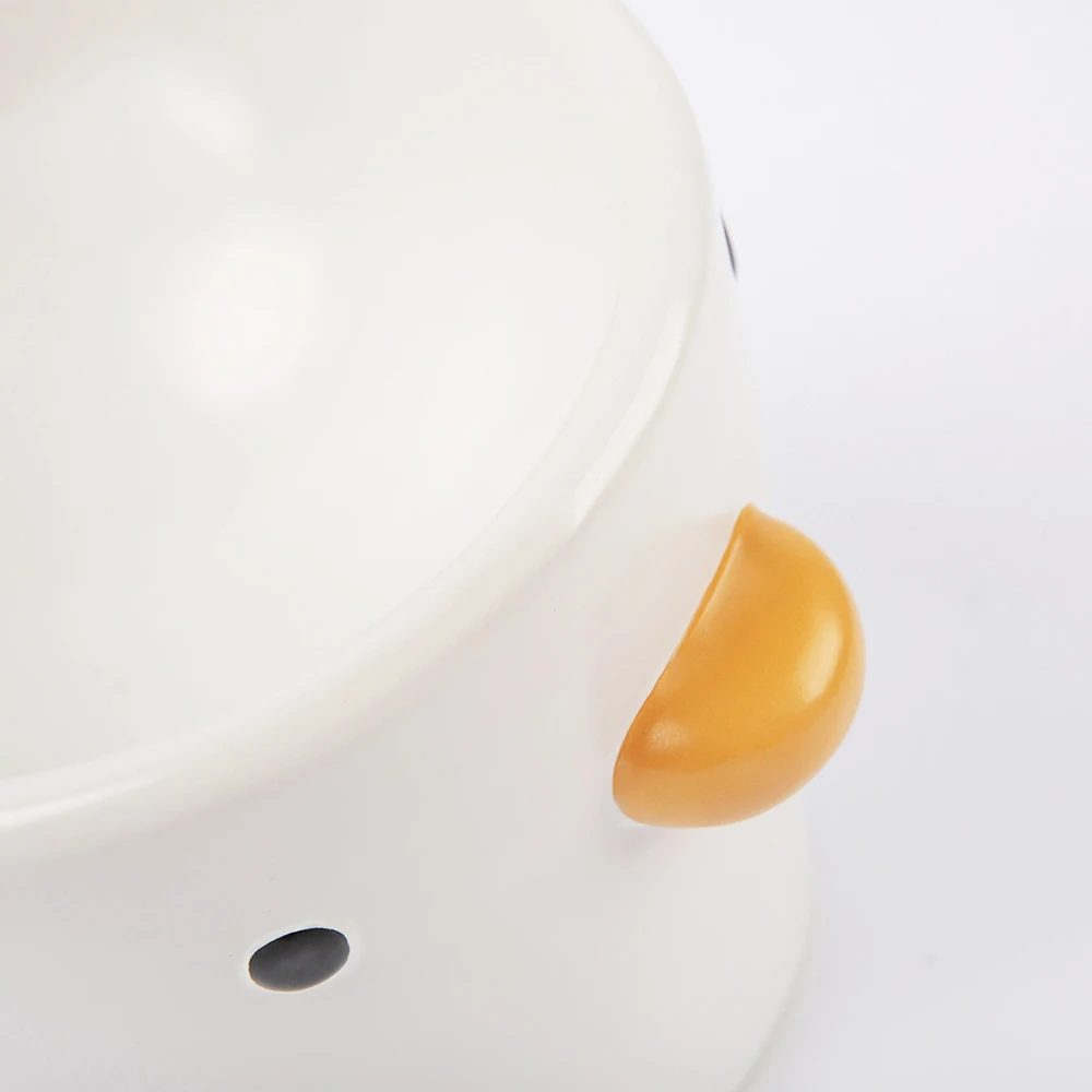 

Pet Ceramic Tall Bowl For Kitten And Puppy Oblique Design Anti-Tipping Neck Protection Feeding Supplies Suit For Dishwasher