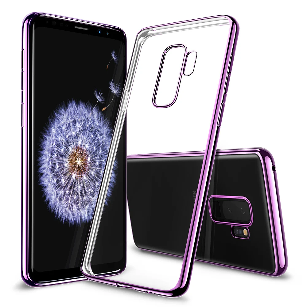 Чехол для samsung Galaxy S9, S9 Plus, ESR, прозрачный, мягкий, TPU, покрытие, рамка, яркий, глянцевый, металлический, цветной, бампер, задняя крышка, Fundas - Цвет: Фиолетовый