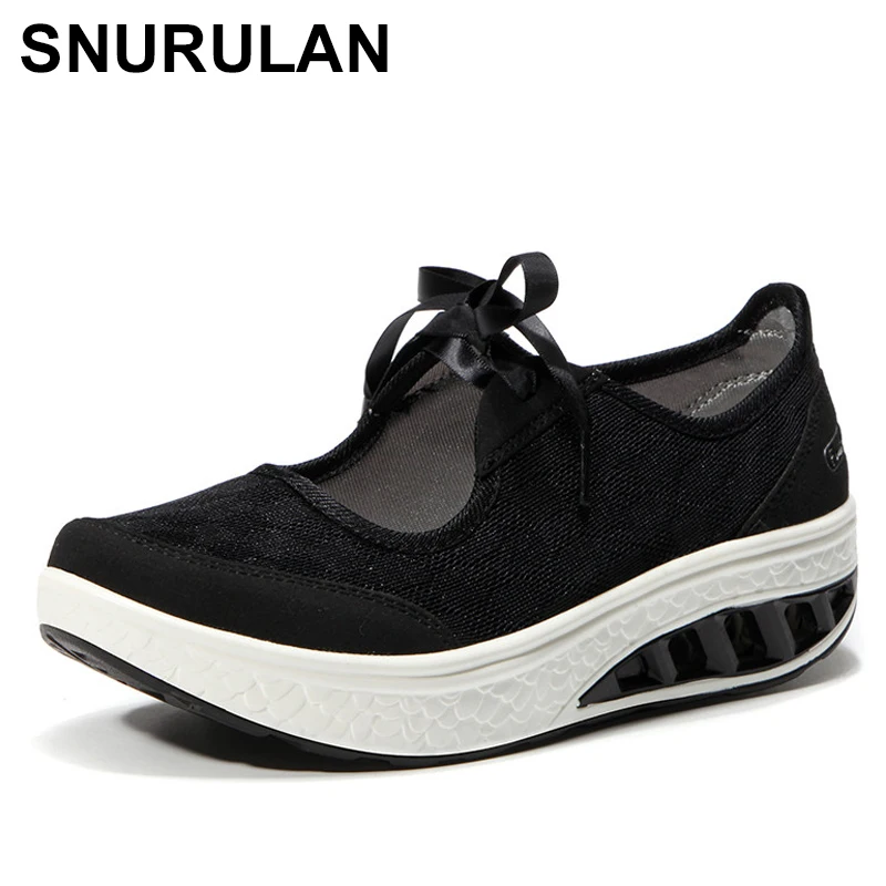 

SNURULAN spring women sneakers shoes platform shoes women breathable mesh casual shoes without lace platform Creepers shoes