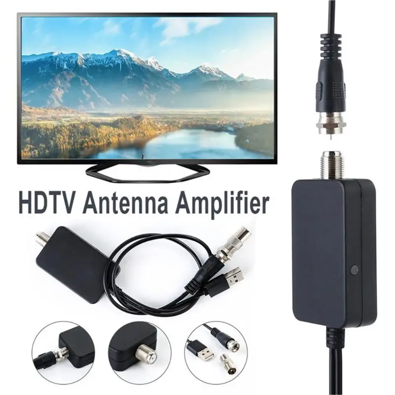 

R58B Black Low Noise USB TV Antenna Amplifier Easy Installtion Digital DVB-T2 ATSC Signal Booster for Cable TV Aerial Adapter