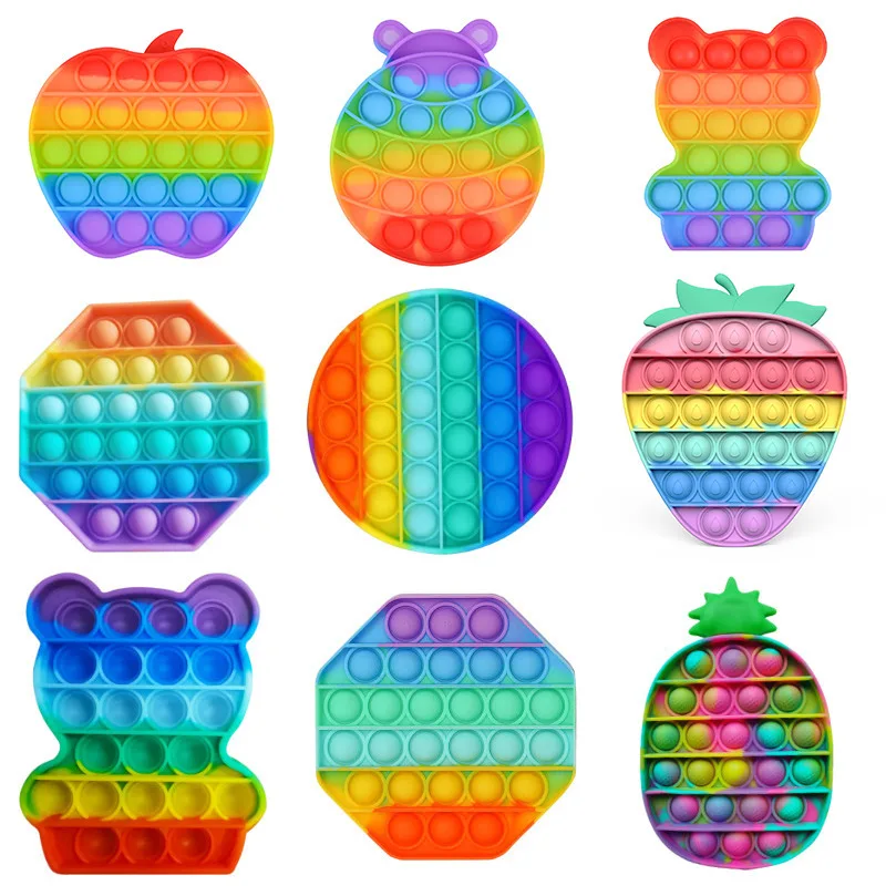 

Rainbow Bubble Pops Fidget Kids Toy Sensory Autisim Special Need Its Anti-stress Stress Relief Squishy Fidget Toy Random Color