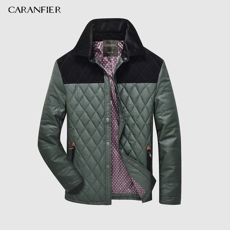 Осенне зимняя модная мужская куртка CARANFIER пальто повседневная с хлопковой