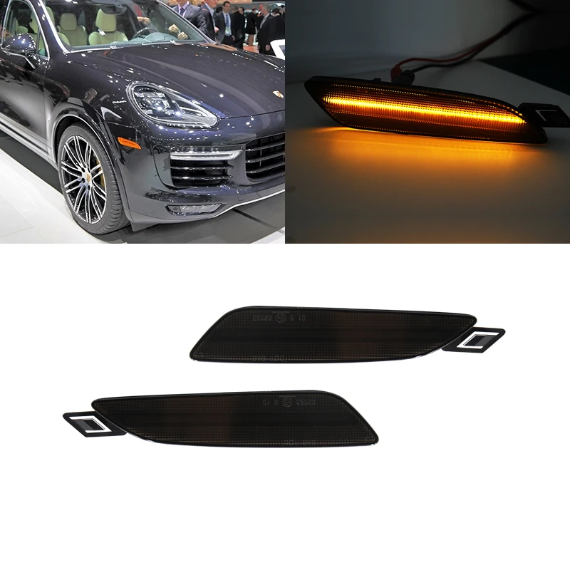 

2x без ошибок янтарные передние светодиодные, боковые, габаритные фонари для Porsche Cayenne 958 Gen 2015 2016 2017 2018