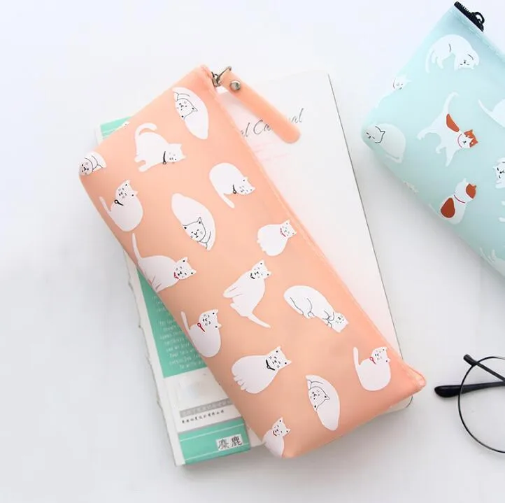 Силиконовые карандаши для кошек чехол Kawaii девочек сумки прочные большая емкость