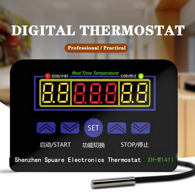 Цифровой терморегулятор W1411 AC 220 В 10A светодиодный термостат переключатель