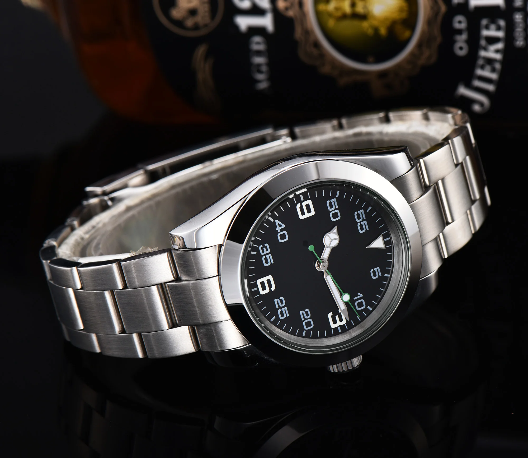 Мужские часы AIK 40 мм черный циферблат автоматический механизм твердая задняя