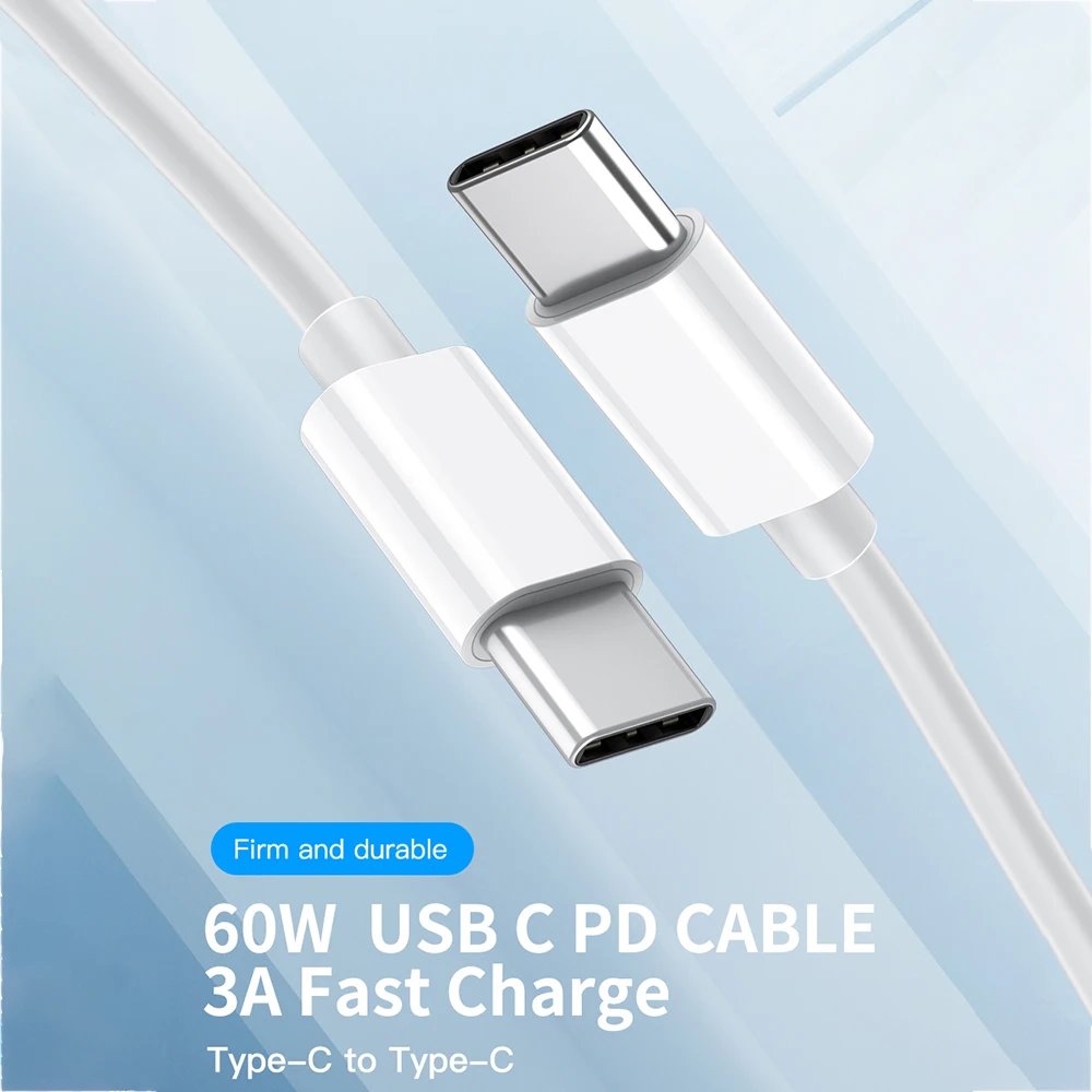 

PD Type C TO Type C Cable 3A Fast Charging For Samsung S20 S21 MacBook Pro Xiaomi Mi11 Redmi Note 10 Huawei P40 USB-C Type-Cable