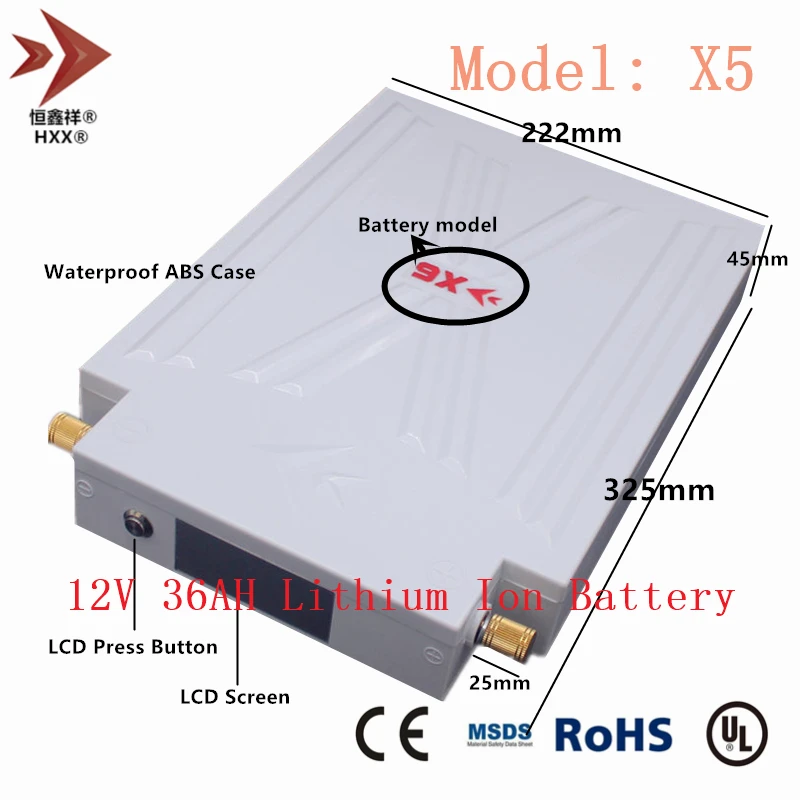 Литий-ионный аккумулятор 11 1 В 35 Ач водонепроницаемый с ЖК-экраном 3S BMS |