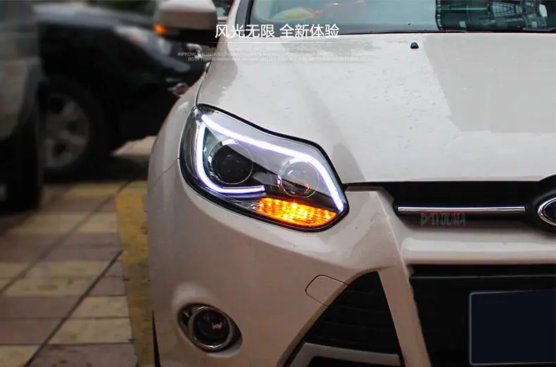 Hireno налобный фонарь для 2012- Ford Focus фара в сборе светодиодный DRL ангел объектив двойной луч HID Xenon 2 шт