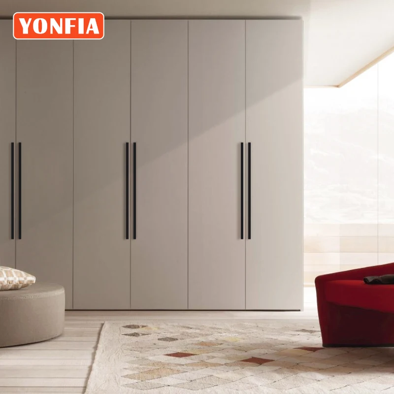 YONFIA 3728 черный длинный алюминиевый профиль шкаф с выдвижными ящиками Тянет ручки