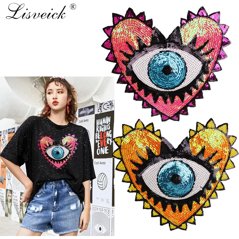 2 шт. модное пальто нашивка в форме сердца Большой блестки патч без клея с