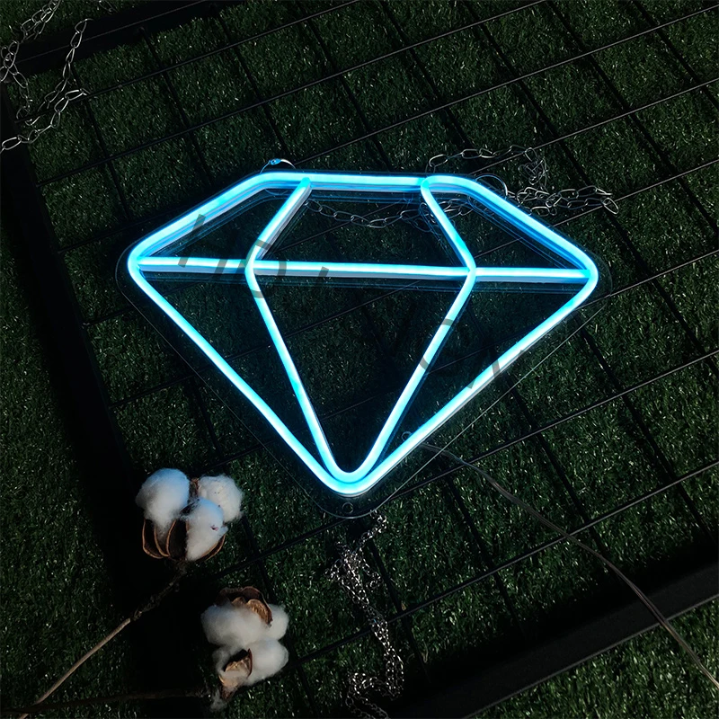 Neon Sign Light Custom Flex Led 3D diamond Acrylic Girls Wall Hanging Wall office Home Decoration Ins Neon Top