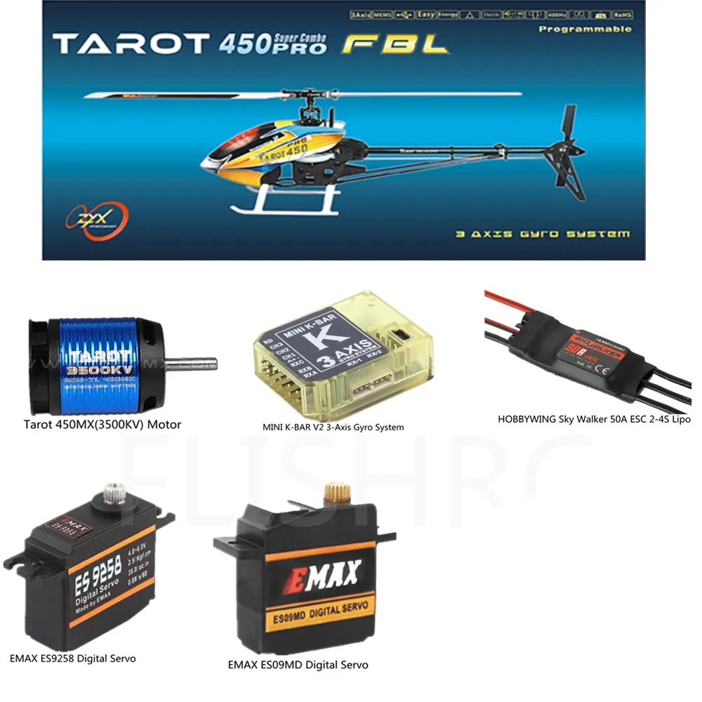 Tarot 450 FBL Super Combo PRO V2 FBL Helicopter-50A ESC
