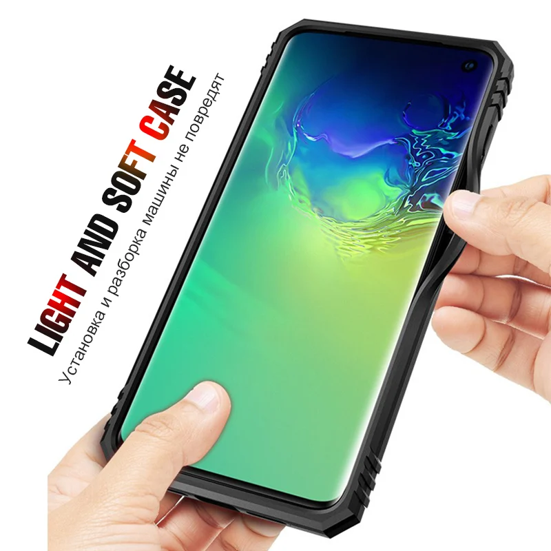 Роскошный Броня с магнитным кольцом силиконовый чехол для samsung Galaxy Note 10 плюс 9 S8 S9