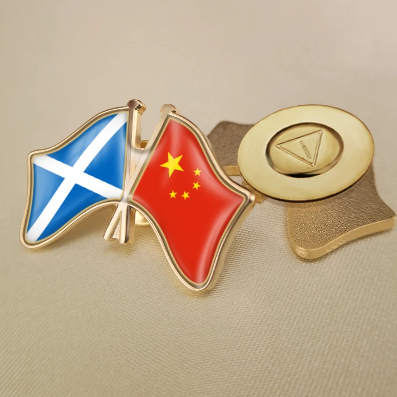 Китай (материк) и Шотландия перекрестные двойной флаг дружбы значков на булавке