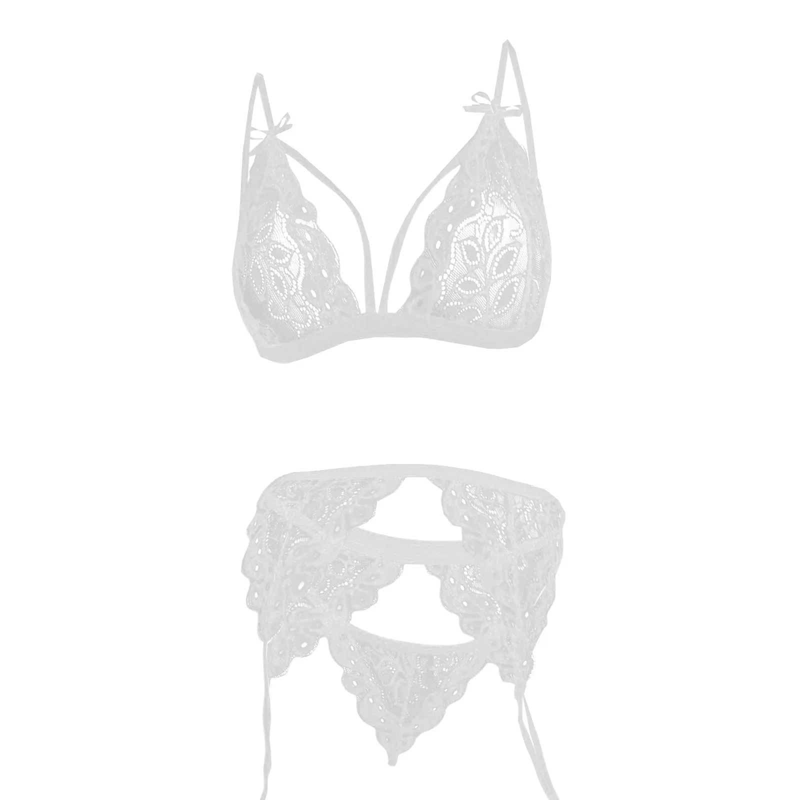 

Ladies Sexy Suit Sexy Polyester Lace Garter Belt Strap Bow Sexy Suit Three-Piece Suit Ropa Interior Femenina Porno Lingerie F30