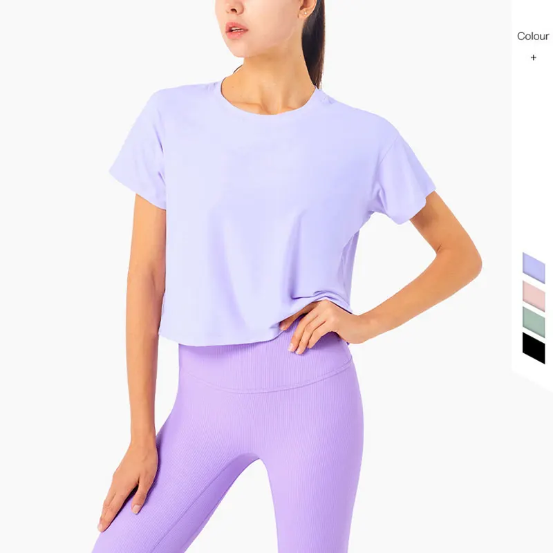 Новое поступление 2021 женская блузка для йоги Спортивная рубашка с коротким