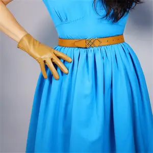 Короткие кожаные перчатки, 21 см, базовая имитация кожи, имитация овчины, искусственная кожа верблюжьего цвета, телесного цвета, PUTS21