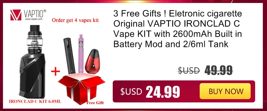 Электронная сигарета подарок Vaptio P1 комплект 50 Вт испаритель 2100 мАч встроенный аккумулятор 2/3 мл!! атомизатора катушки 0.25ohm