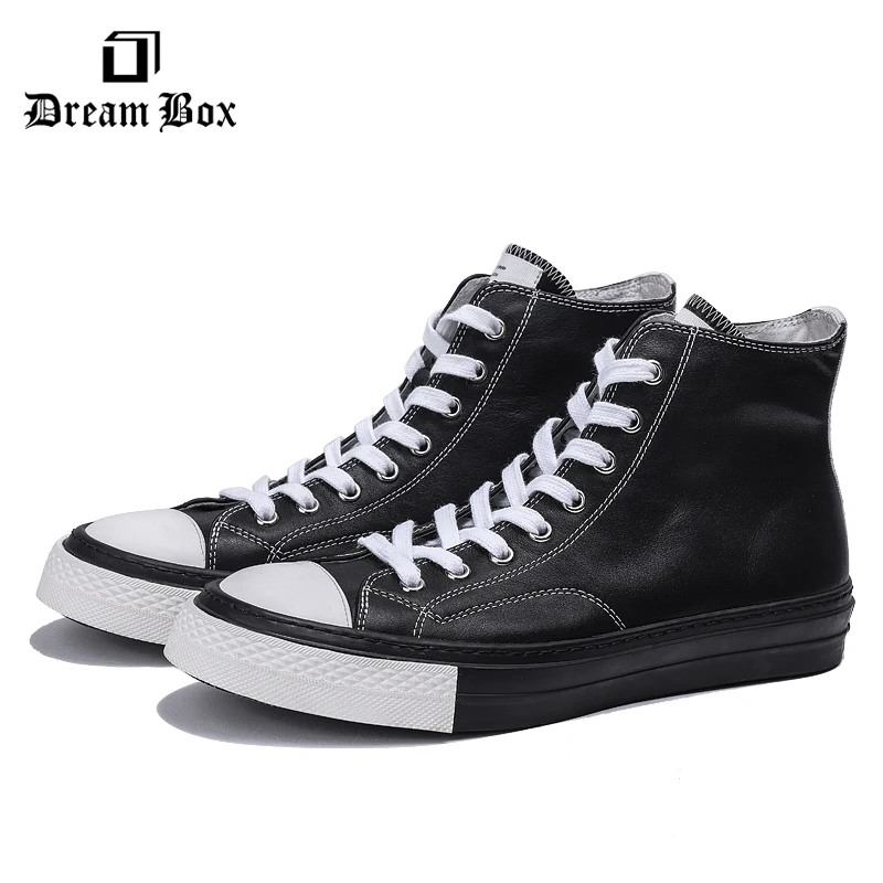 Кожаная обувь с высоким берцем мужская кожаная панель 2019 г. Новая модная