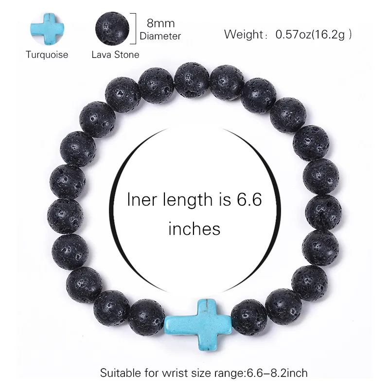 Модные мужские браслеты с бусинами из вулканического камня 8 мм|Плетеные