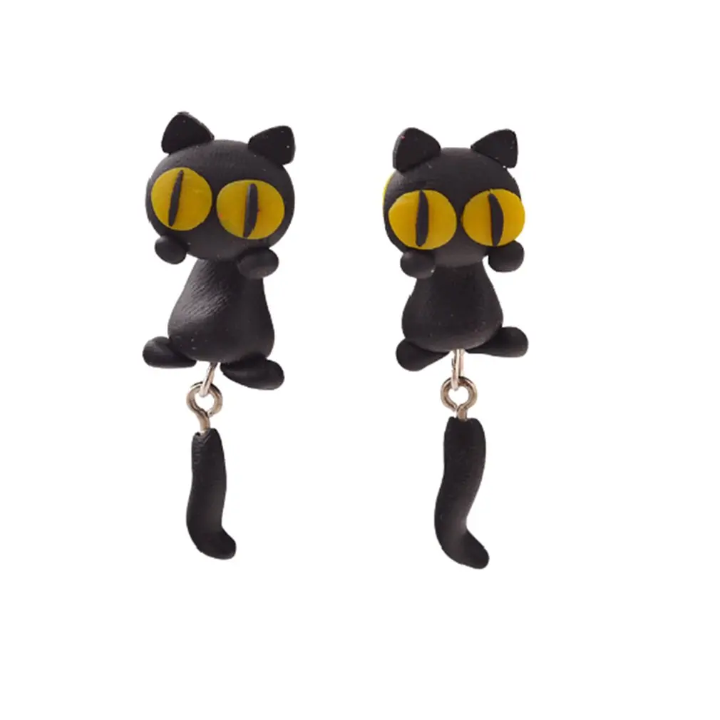 

Vinyl Handmade Cartoon 3D Polymer Clay Animal Earrings Cute Cat Stud Earring Ear Stud For Women Jewelry