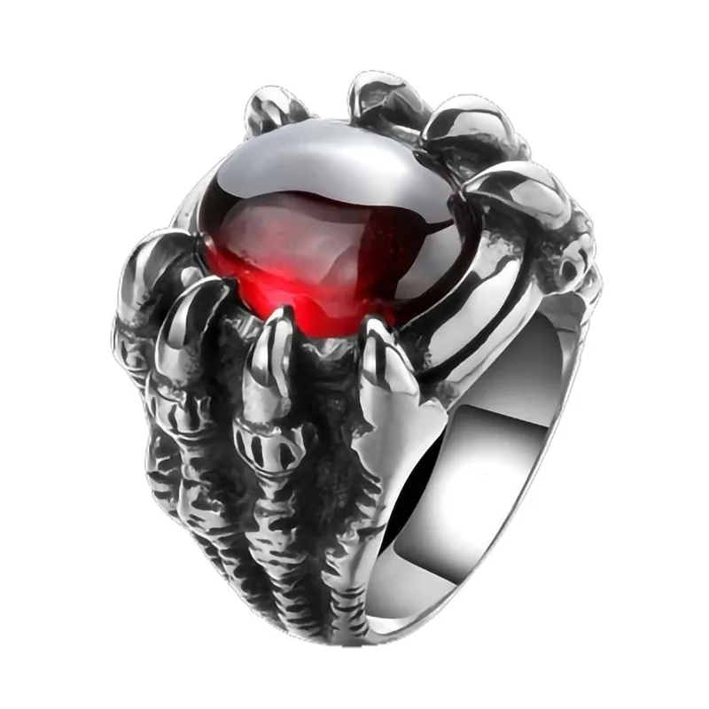 

Men's Ring Dragon Claw Retro Punk Brother Extra Large Black Ruby Men's Alloy Casting Ring