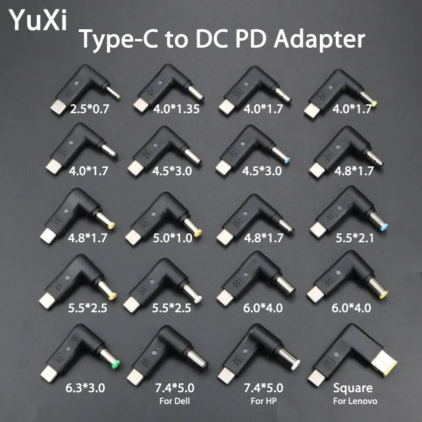Адаптер питания YuXi PD переходник с USB типа C папа на DC 7 4*5 0 4 5*3 5 5x2 8*1 мм разъем