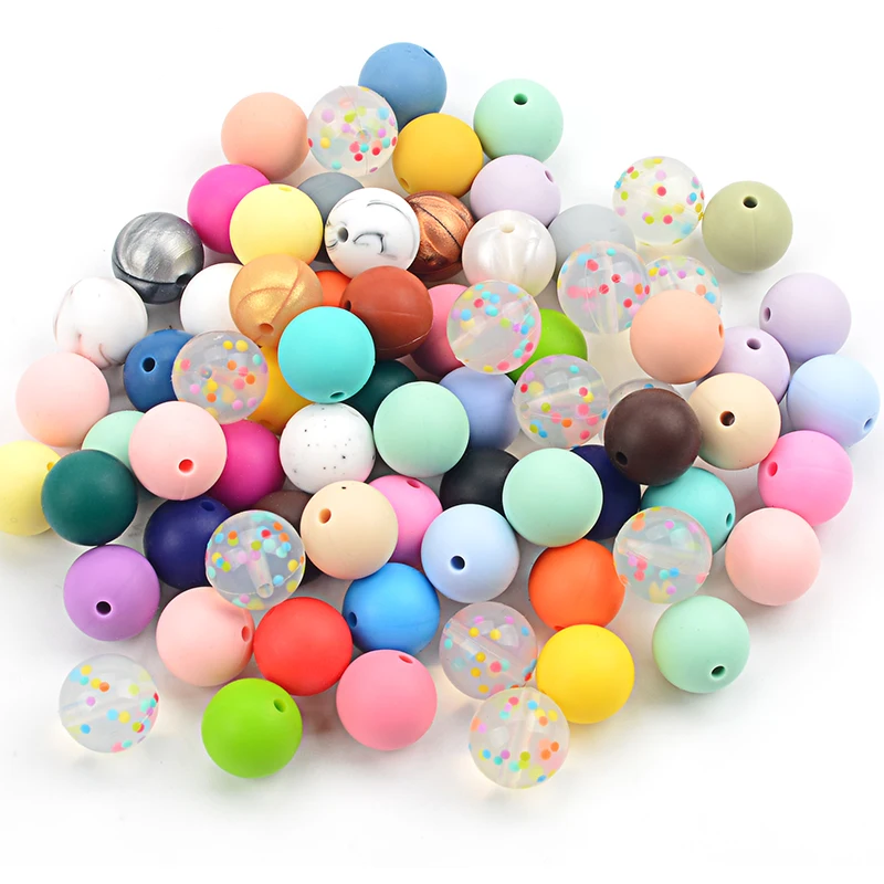 LOFCA-Cuentas redondas de silicona de 19mm para beb&eacute;, collar sin BPA de grado alimenticio, joyer&iacute;a artesanal, accesorios de enfermer&iacute;a, 100 Uds.-2