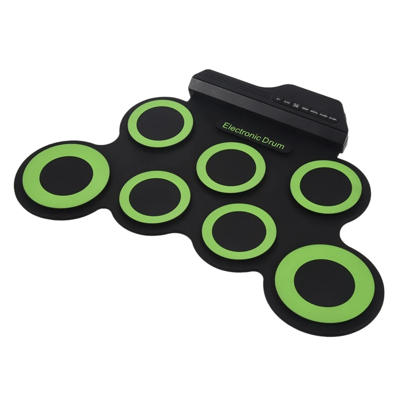 

Portable Electronic Drum Digital USB 7 Pads Roll up Drum Set Silicone Electric Drum Pad Kit With DrumSticks Foot Pedal