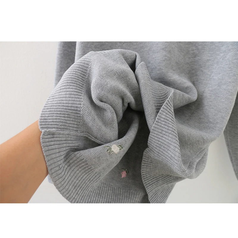 Женский вязаный свитер TIGENA вышивкой пуловер с длинным рукавом для женщин на