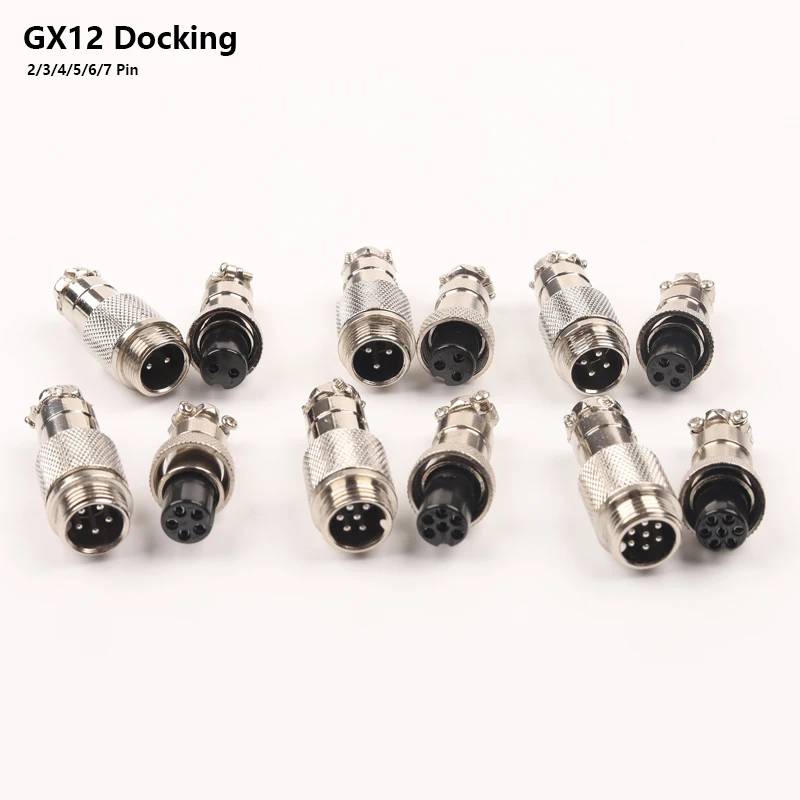 1 Set GX12 Butt type Electric Aviation Socket & Plug 12MM Docking Power Male & Female Wire Connector 2/3/4/5/6/7 Pin