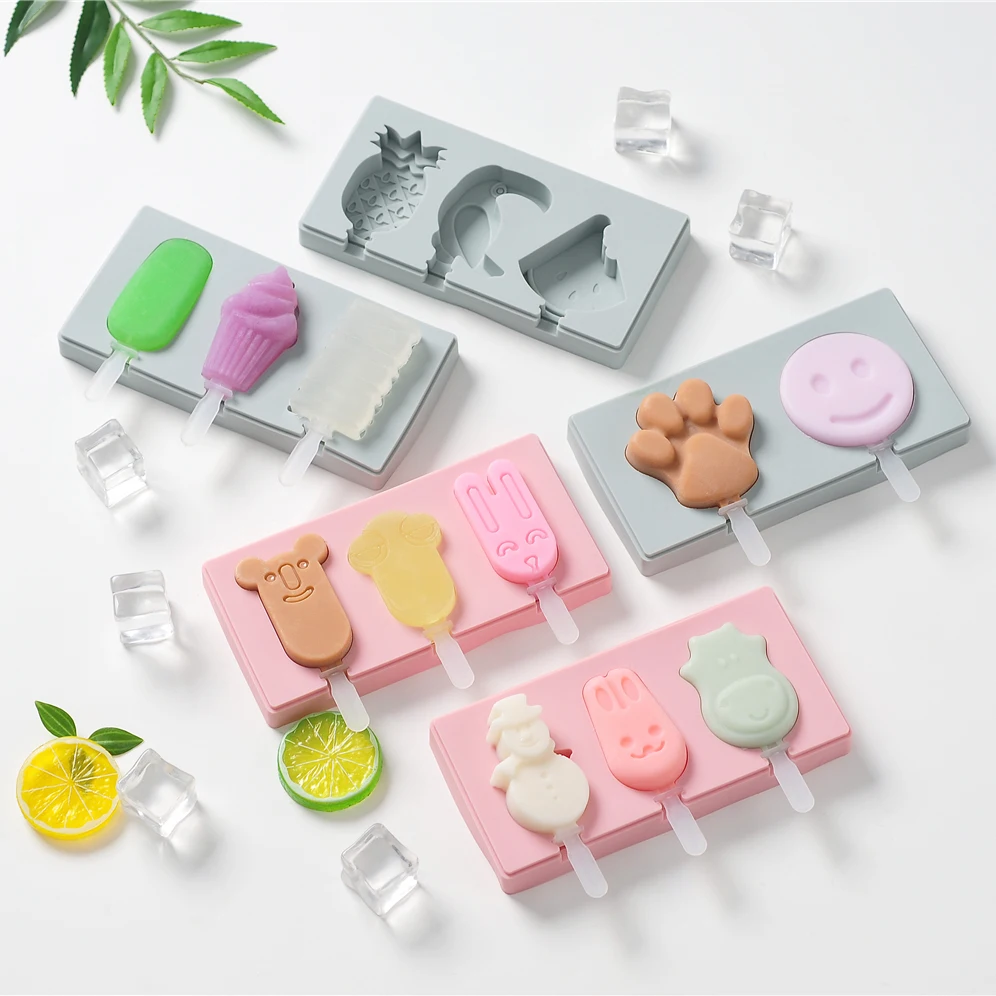 

Silicone Popsicle Molds Ice Cream Mold Reusable Soft Silicone Pop Maker with Lid Popsicle Sticks Baby Food Supplement DIY Tool